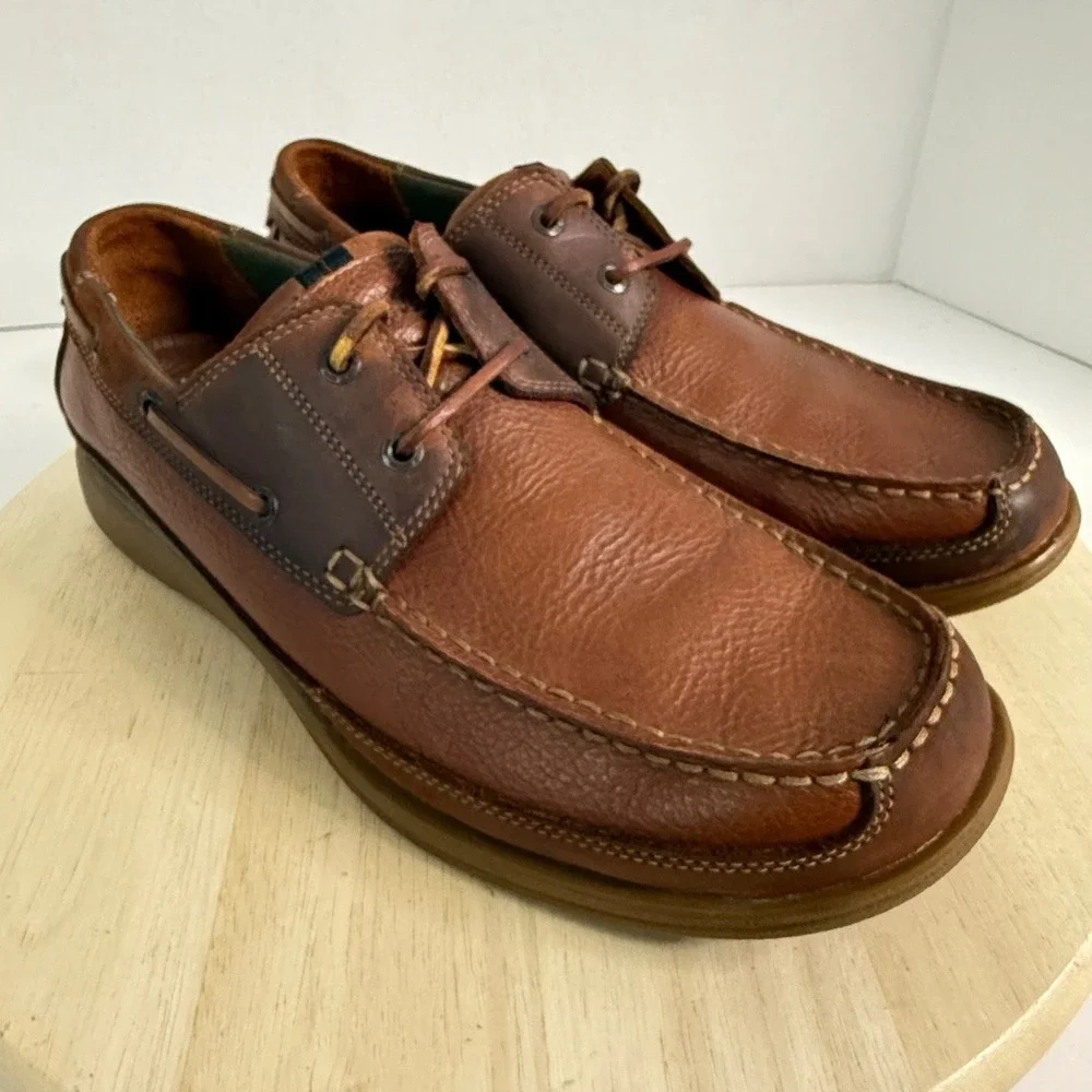 CLARKS Men's Boat Shoes Two-Toned Leather Lace-Up Top-Siders Casual Size 13M